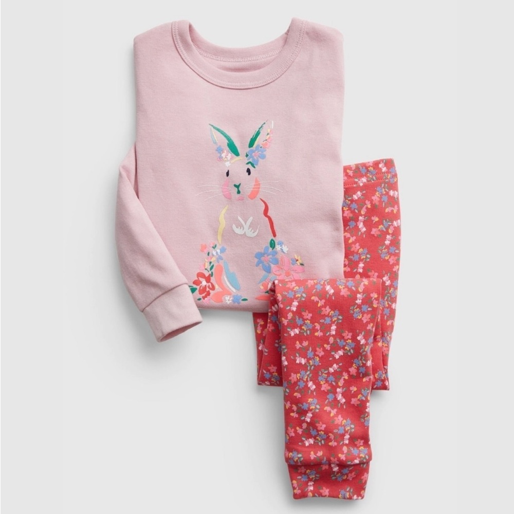 NEW Baby Gap 100% Organic Cotton Bunny Graphic PJ Set